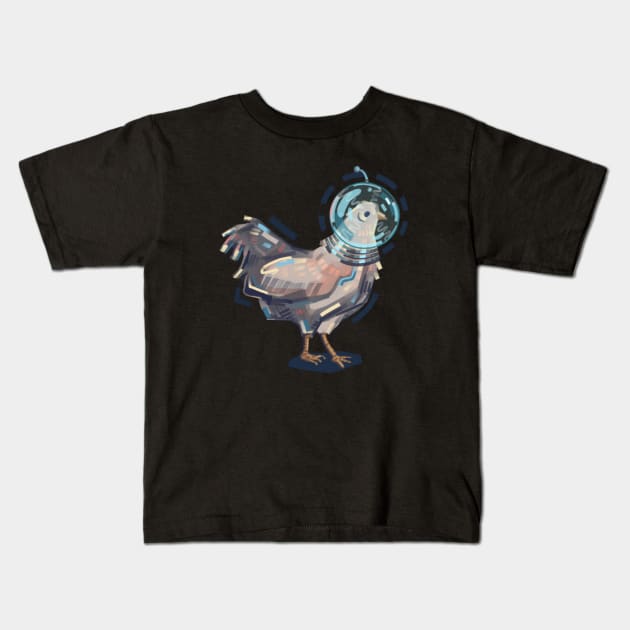 Space Chicken Kids T-Shirt by Claire Lin